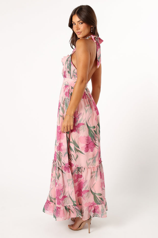 Lennon Halterneck Maxi Dress - Pink Floral