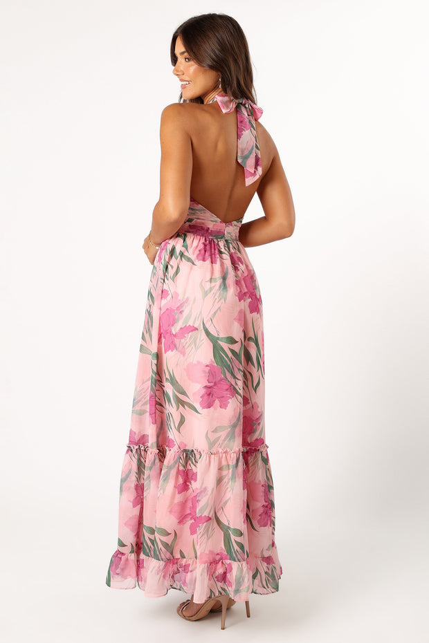 Lennon Halterneck Maxi Dress - Pink Floral