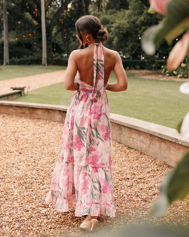 Lennon Halterneck Maxi Dress - Pink Floral