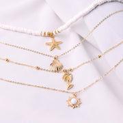 Retro Starfish Shell Multilayer Pendant Necklace