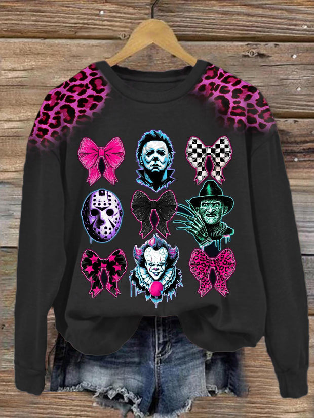 Women's Neon Horror Guy Crew Neck Casual Sweatshirt