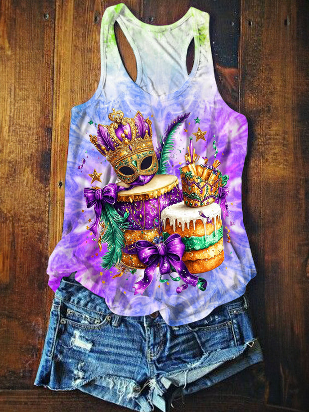 Mardi Gras Happy Holidays Party Mask Party Favor Print Vest