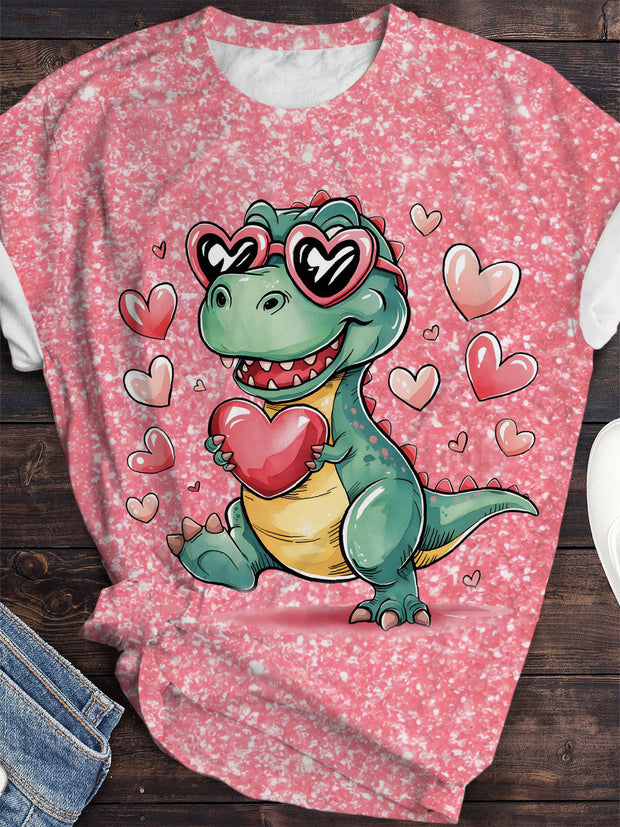 Women's Valentine's Day T-Rex Crew Neck T-shirt