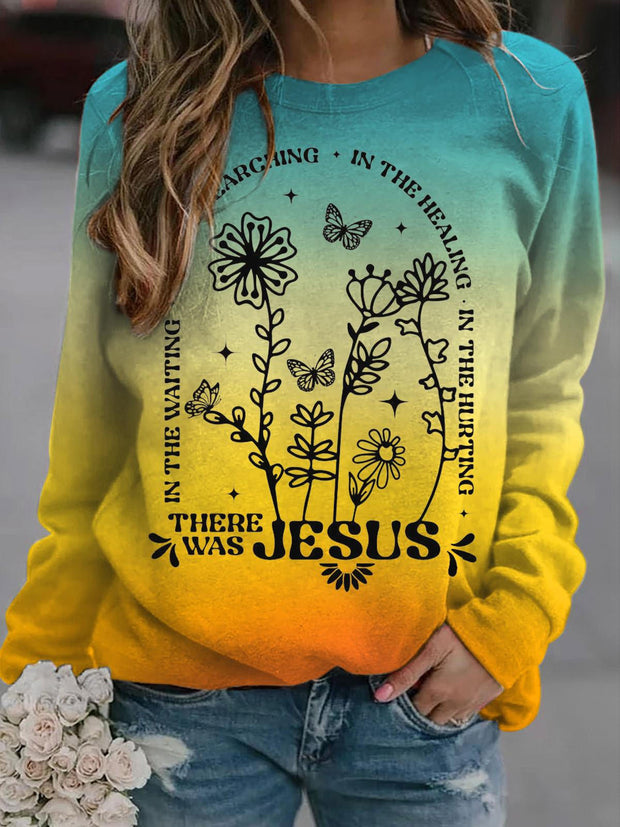 There Was Jesus Long Sleeve Casual Top