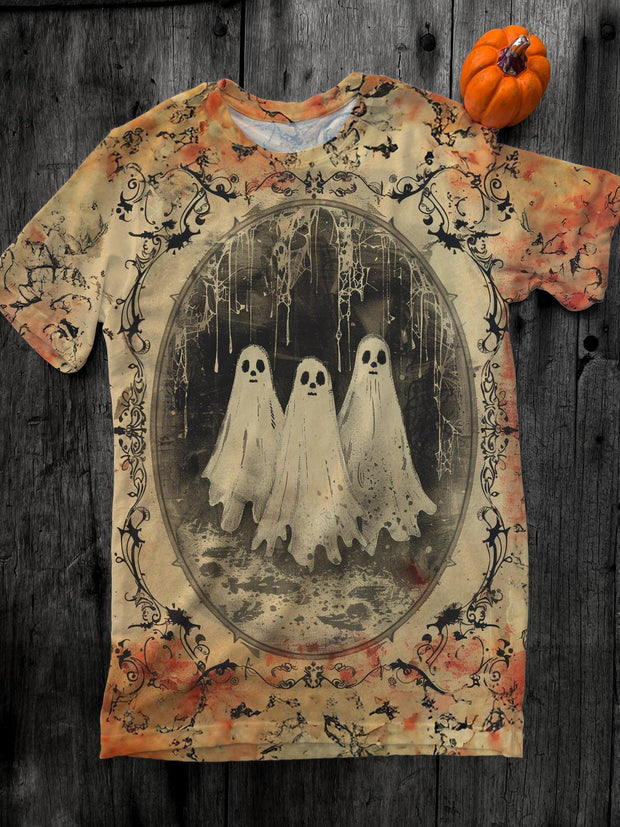 Women's Halloween Retro Ghost Crew Neck T-shirt