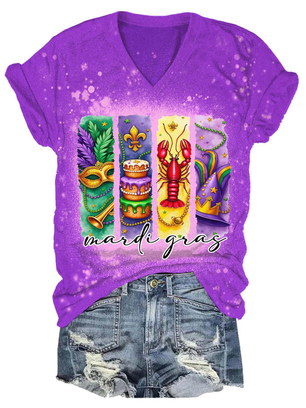 Mardi Gras Holiday Party Character Lobster Print Casual T-shirt