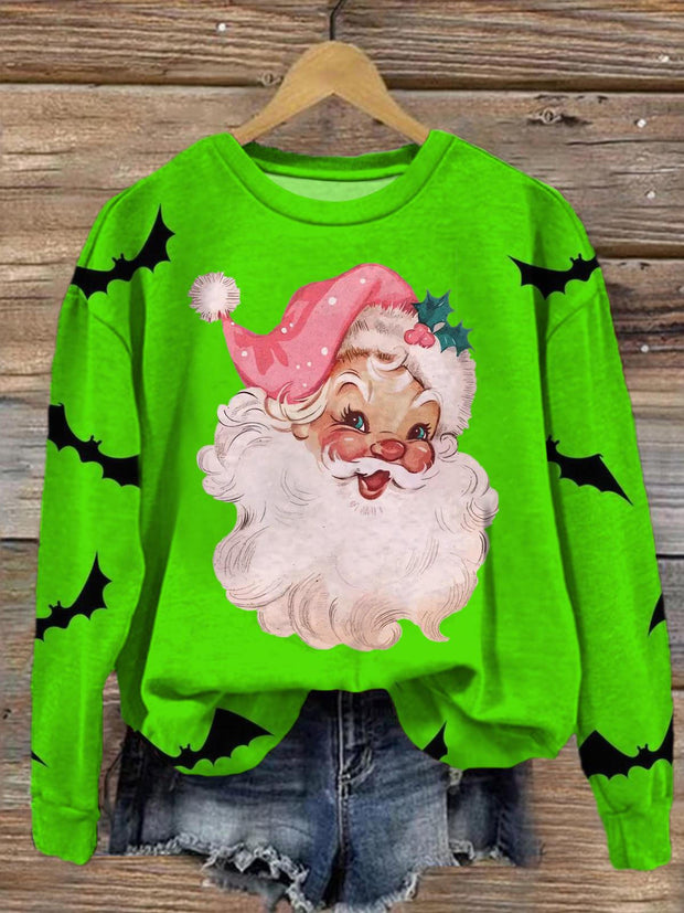 Women's Santa Claus Merry Christmas Crew Neck Casual Sweatshirt