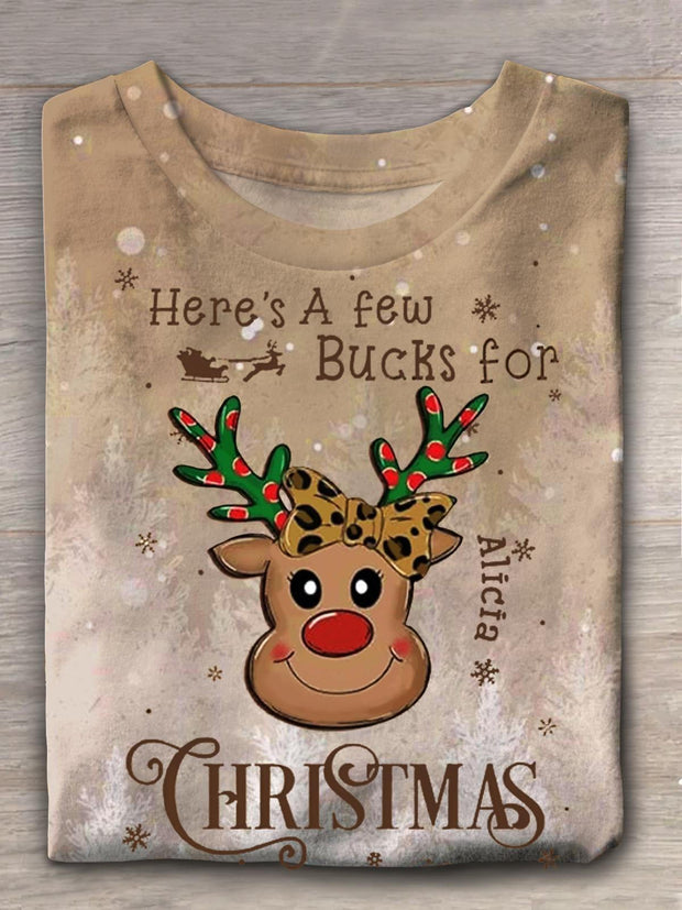 Women's Christmas Bucks For Elk Print Gradient Casual T-shirt