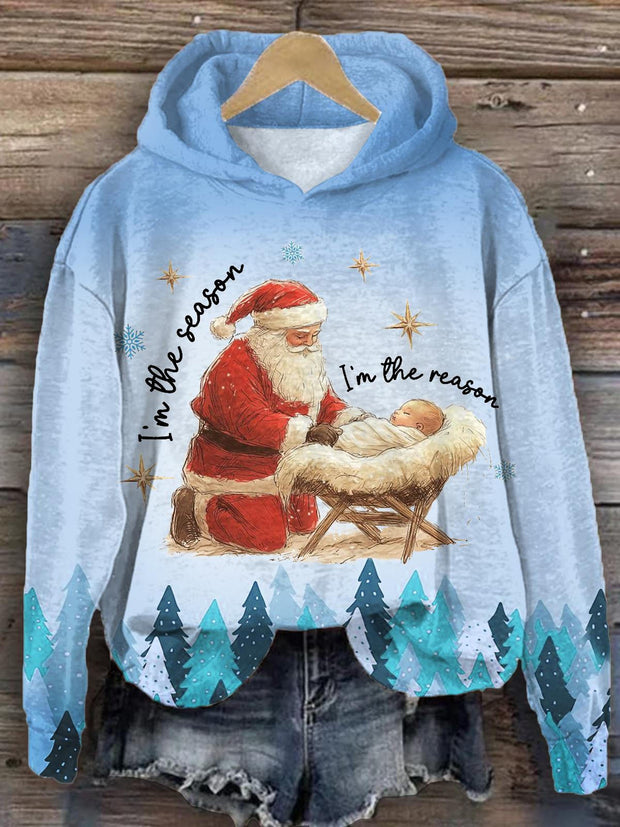 I'm The Season Merry Christmas Print Long Sleeve Top