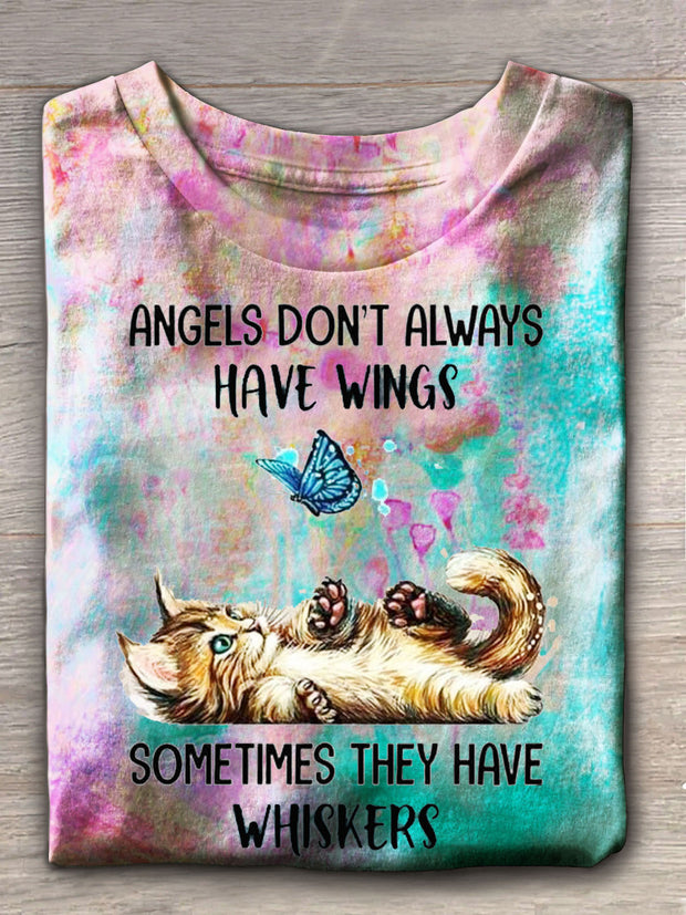 Angels Don't Always Have Wings Tie Dye Crew Neck T-shirt