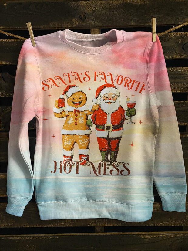 Santas Favortite Hot Mess Long Sleeve Casual Top