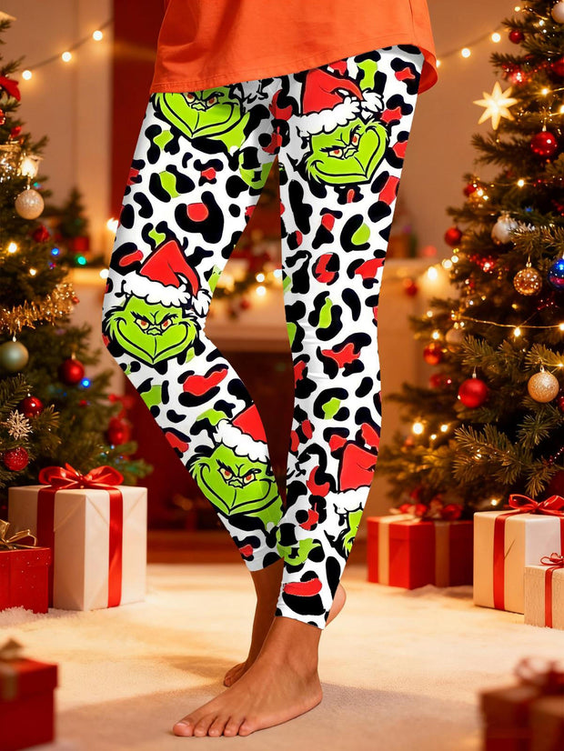 Grinch Leopard Print Leggings