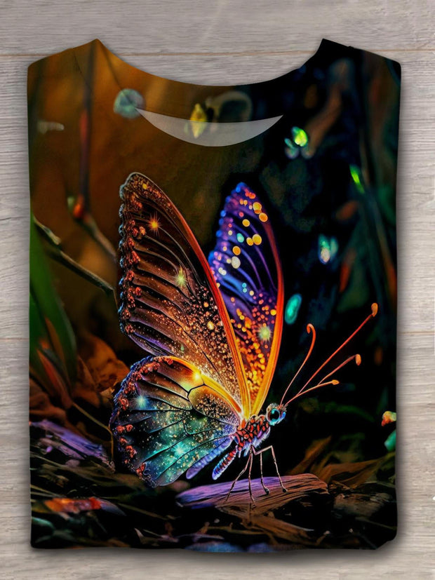 Butterfly Printed Crew Neck T-shirt