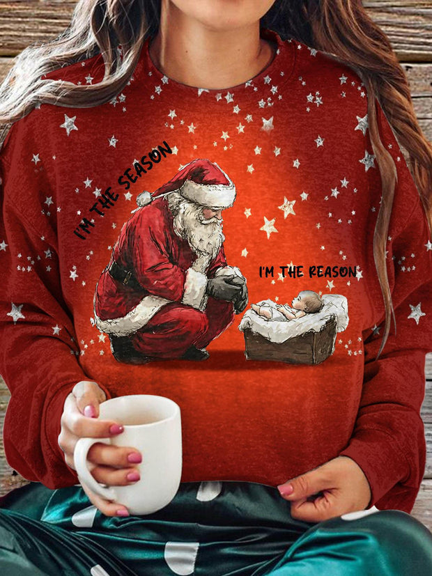 Women's Jesus Christmas Crew Neck Casual Sweatshirt