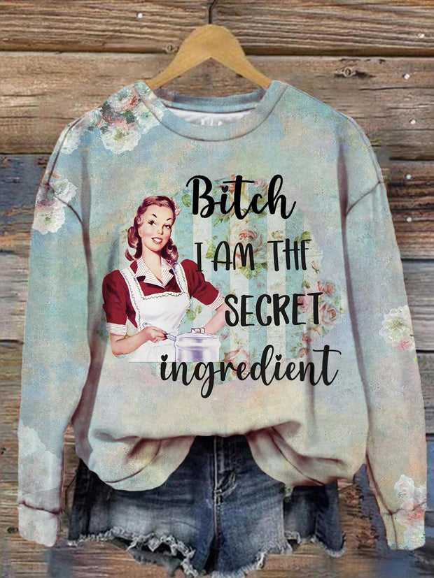 Women's Bitch I Am The Secret Vintage Casual Long Sleeve Top