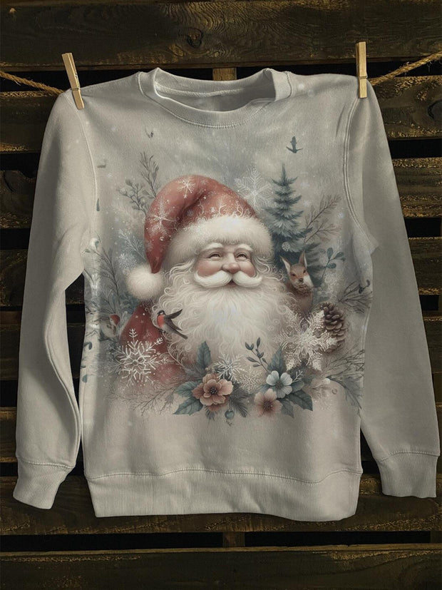 Retro Santa Claus Long Sleeve Casual Top