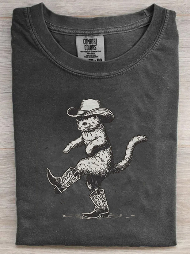 Western Cowboy Cat Vintage Retro T-shirt