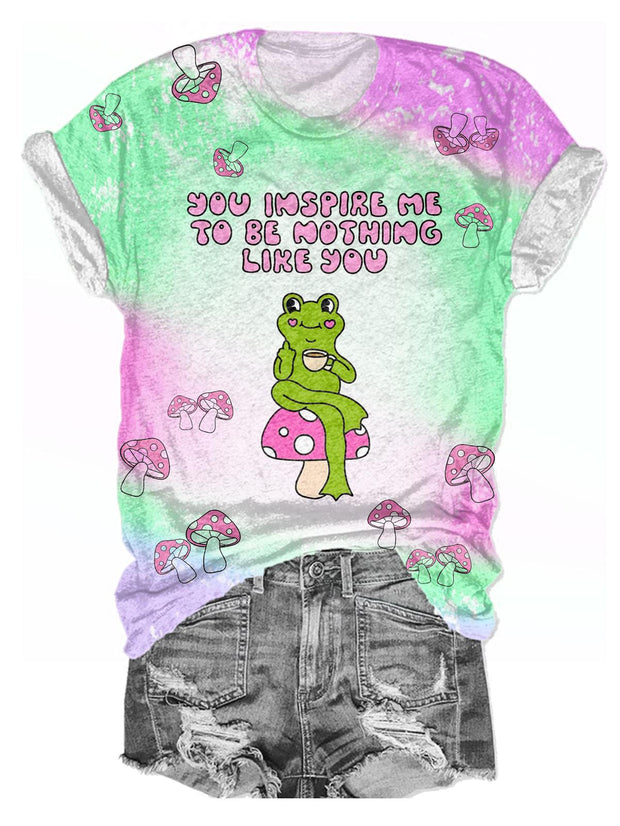 Fun Frog Print Crew Neck T-shirt