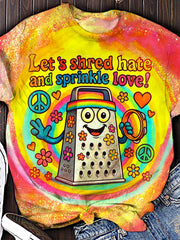 Women's Love Happiness Hippie Print Crew Neck T-shirt
