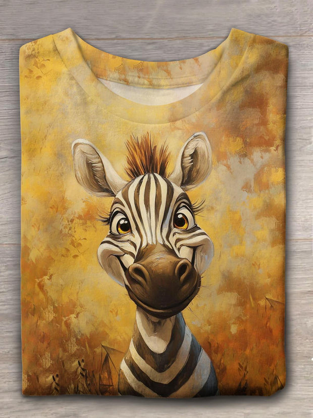 Smiling Zebra Crew Neck T-shirt