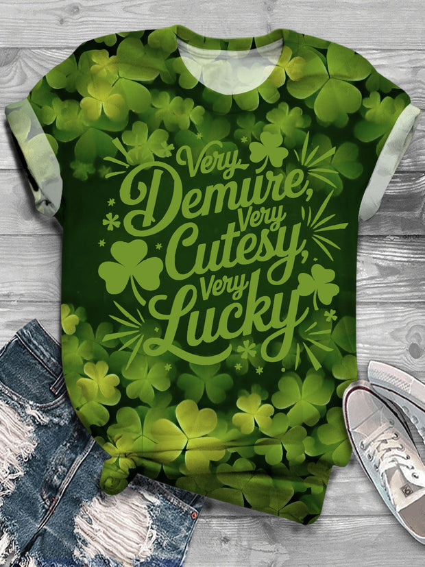 Very Demure Very Lucky St Patrick's Day Crew Neck T-shirt