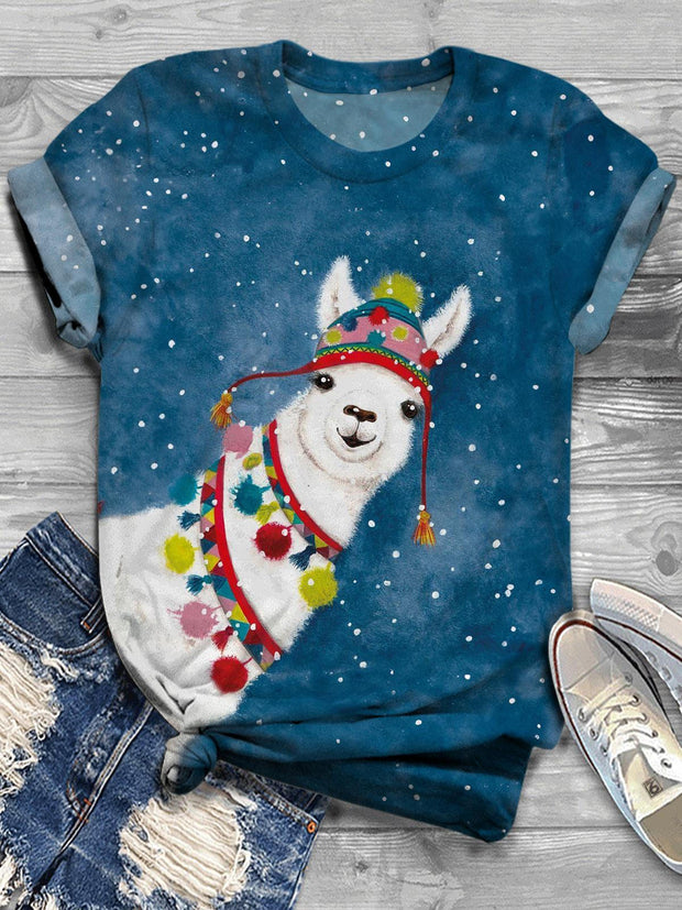 Women's Christmas Winter Cute Animal Print T-Shirt