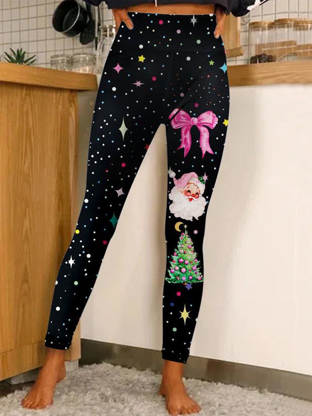 Christmas Eve Bow Print Leggings