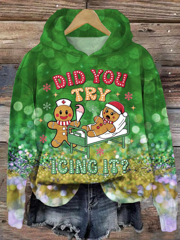 Did You Try Icing It Christmas Gradient Print Long Sleeve Top