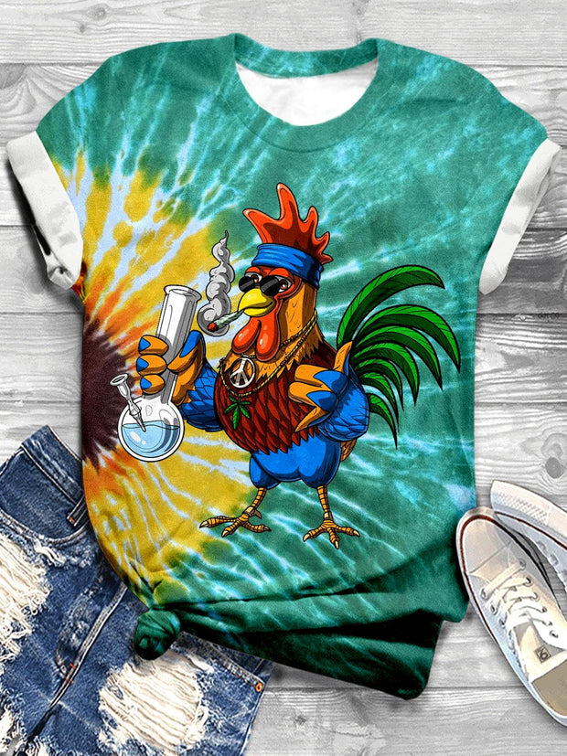 Rooster Hippie Stoner Crew Neck T-shirt
