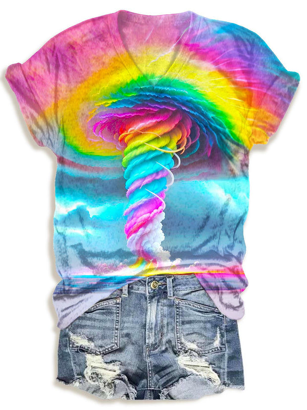 Colorful Tornado Hippie Crew Neck T-shirt