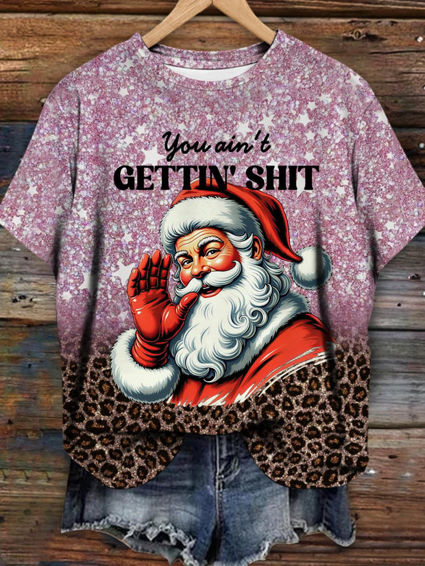 You Ain't Gettin' Shit Santa Gradient Print T-Shirt