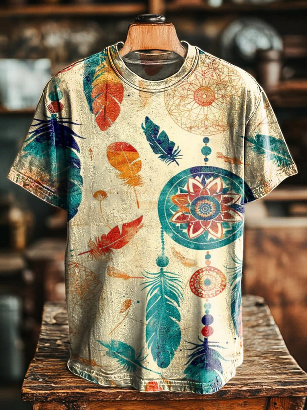 Retro Hippie Dreamcatcher Crew Neck T-shirt