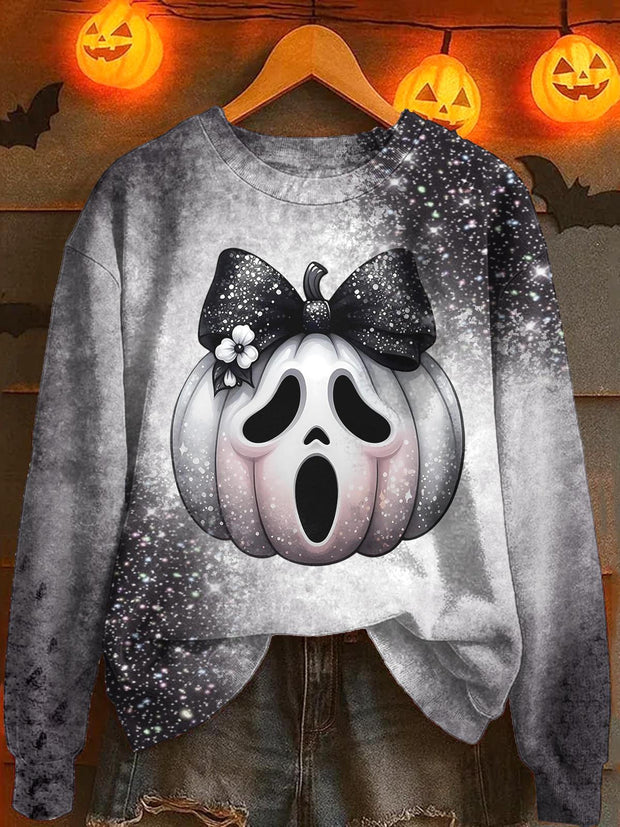 Halloween Pumpkin Printed Long Sleeve Casual Top