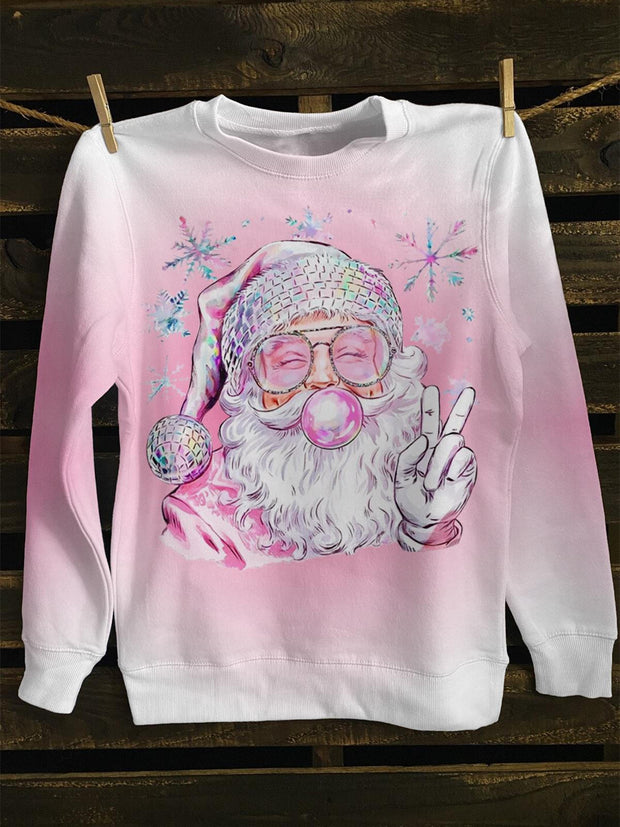 Merry Christmas Pink Long Sleeve Casual Top