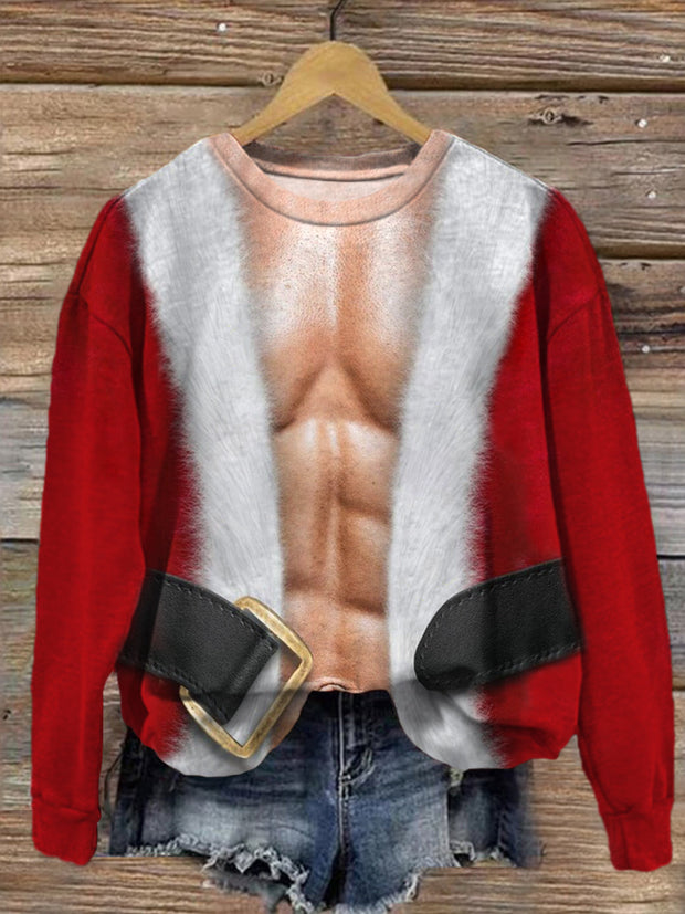 Santa Muscle Crew Neck Casual Sweatshirt