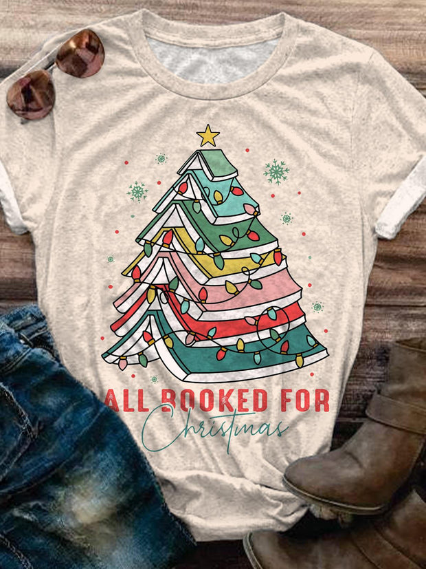 All Booked For Christmas Bookish Crew Neck T-shirt