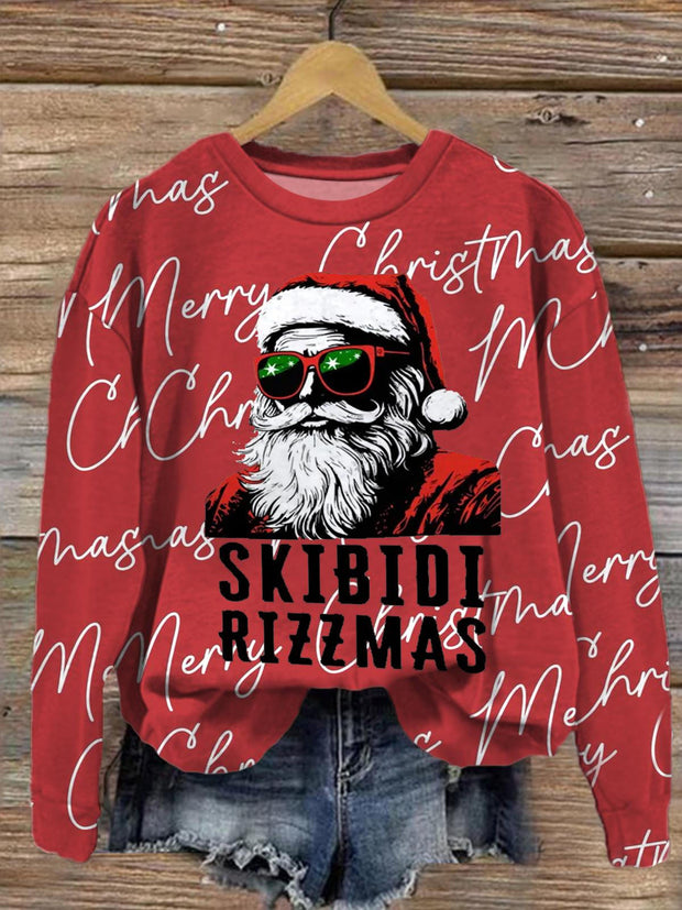 Merry Skibidi Rizzmas Santa Printed Sweatshirt