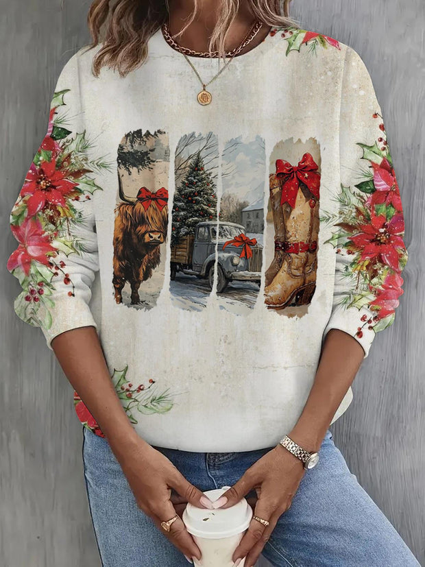 Women's Vintage Christmas Long Sleeve Casual Top