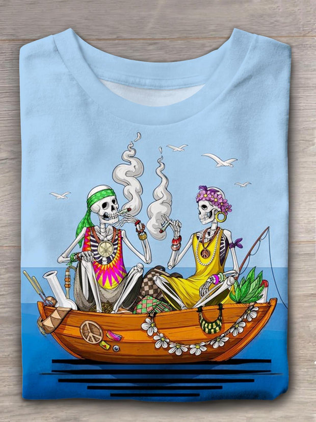 Skeleton Hippie Adventure Crew Neck T-shirt