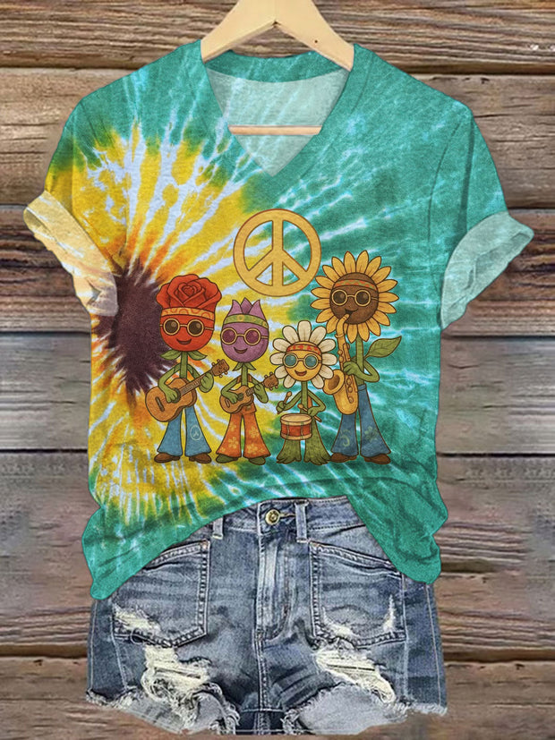 Sunflowe Hippy Vibes V-neck T-Shirt