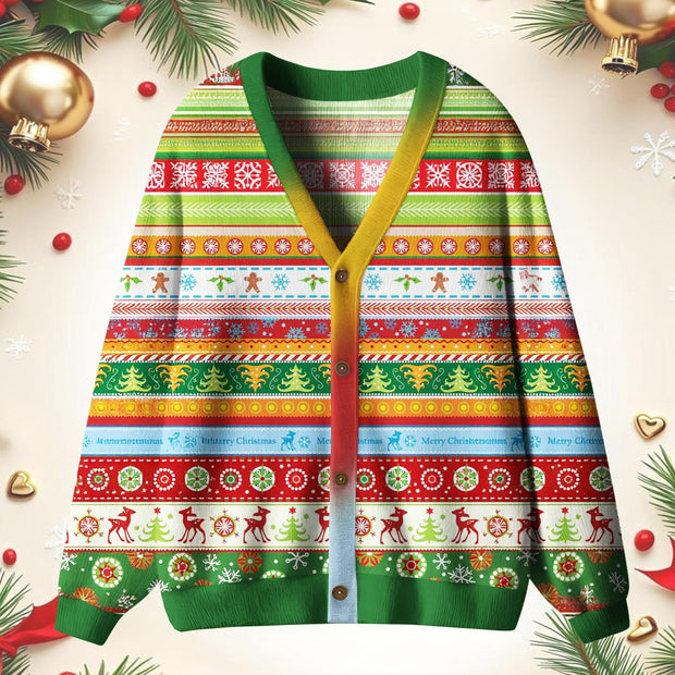 Colorful Splicing Unisex Ugly Cardigan Sweaters