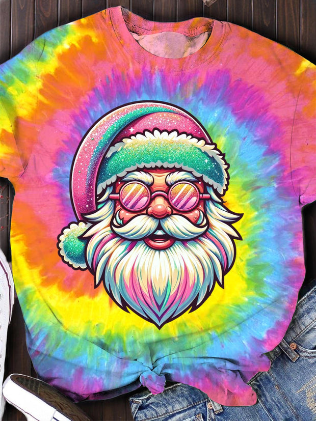 Cute Santa With Sunglasses Crew Neck T-shirt