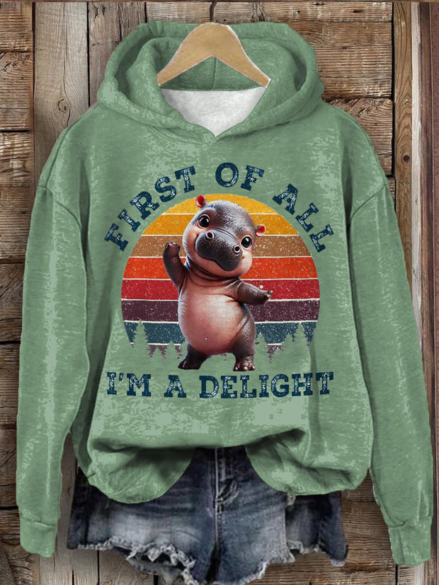 First Of All I'm A Delight Print Long Sleeve Top