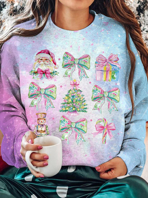 Merry Christmas Printed Long Sleeve Casual Top