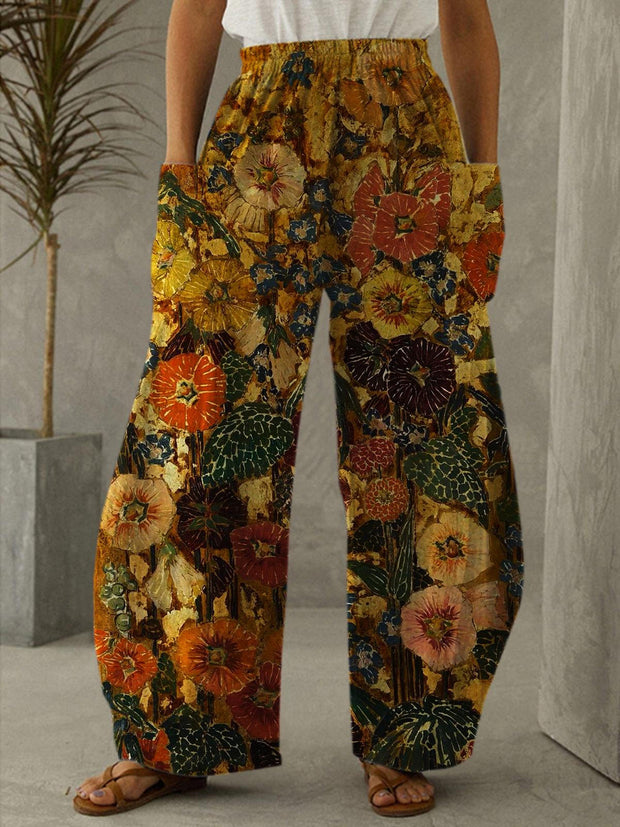 Women's Floral Vintage Print Casual Loose Pants