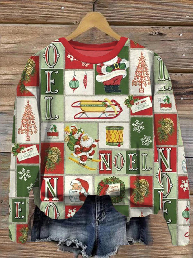 Happy Christmas Memories Printed Long Sleeve Casual Top