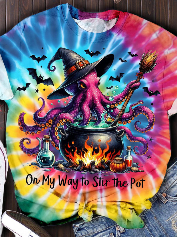 Halloween Octopus Crew Neck T-shirt