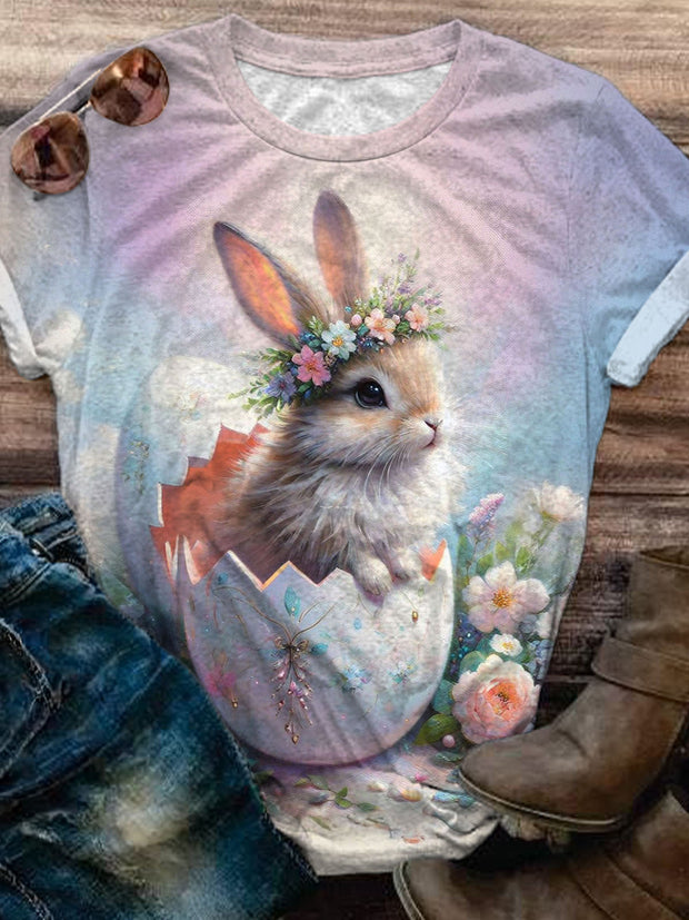 Easter Eggs Cute Bunny Crew Neck T-shirt