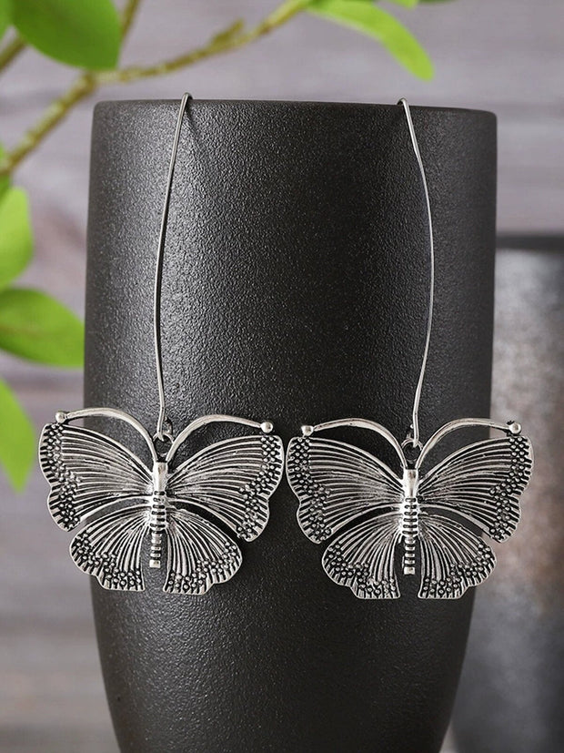 Vintage Butterfly Simple Earrings Metal Distressed Earrings