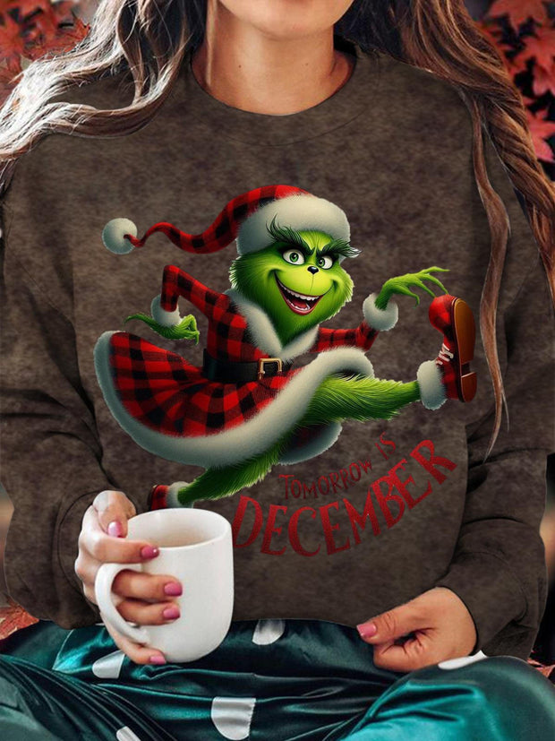 Funny Tomorrow is December Printed Long Sleeve Casual Top